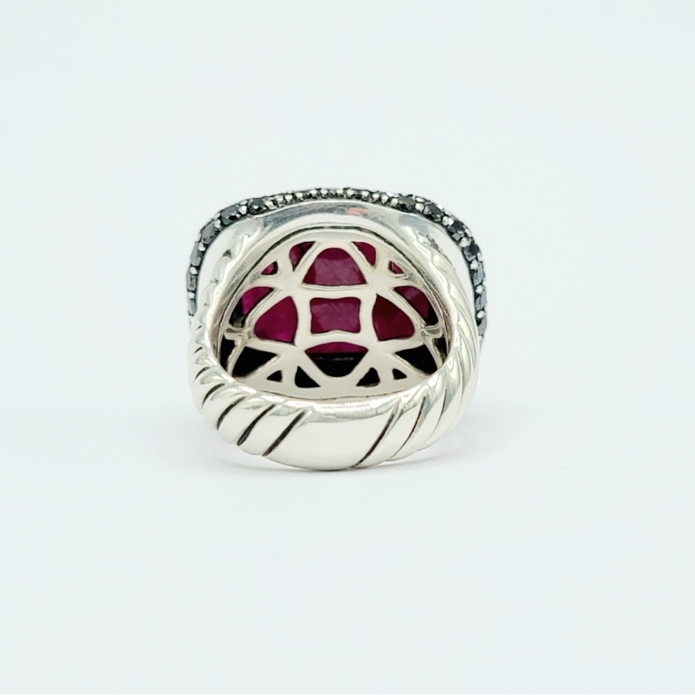 David Yurman Waverly Ring With Ruby Black Diamonds And Gold - Picture 7 of 16
